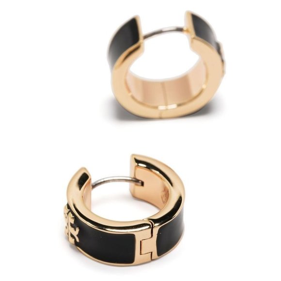 Tory Burch Kira Enamel Hoop Earrings in Black (Brand New) - Picture 8 of 8